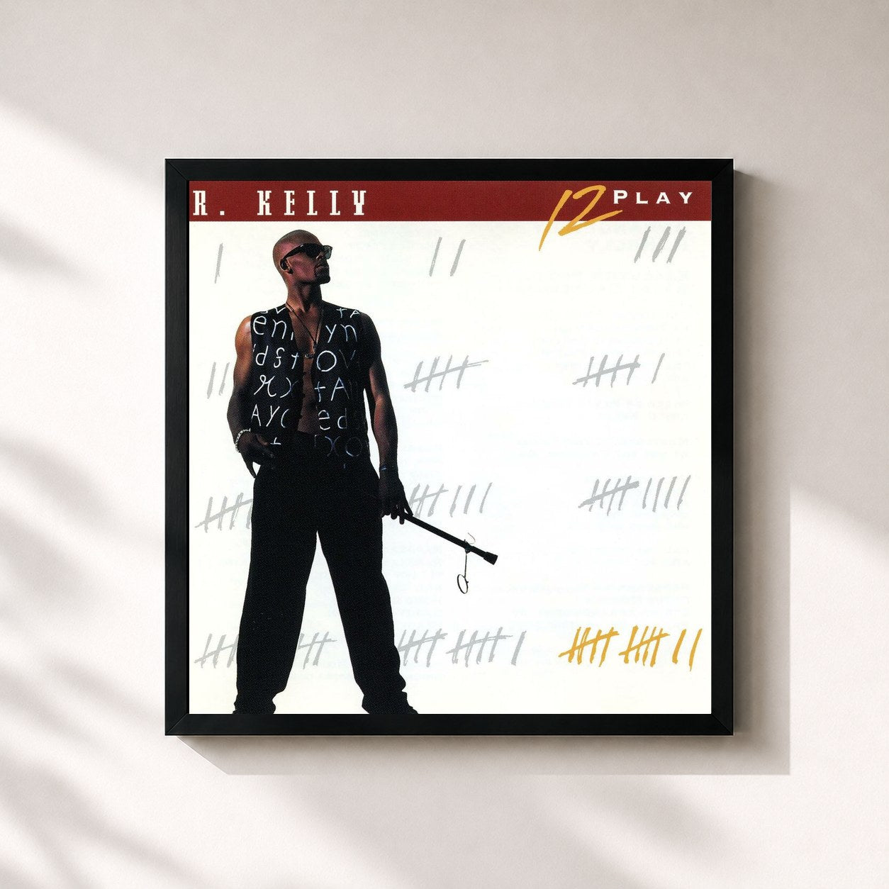 #noir Tableau carré de l'album 12 Play de R. Kelly, cadre noir 32x32 cm