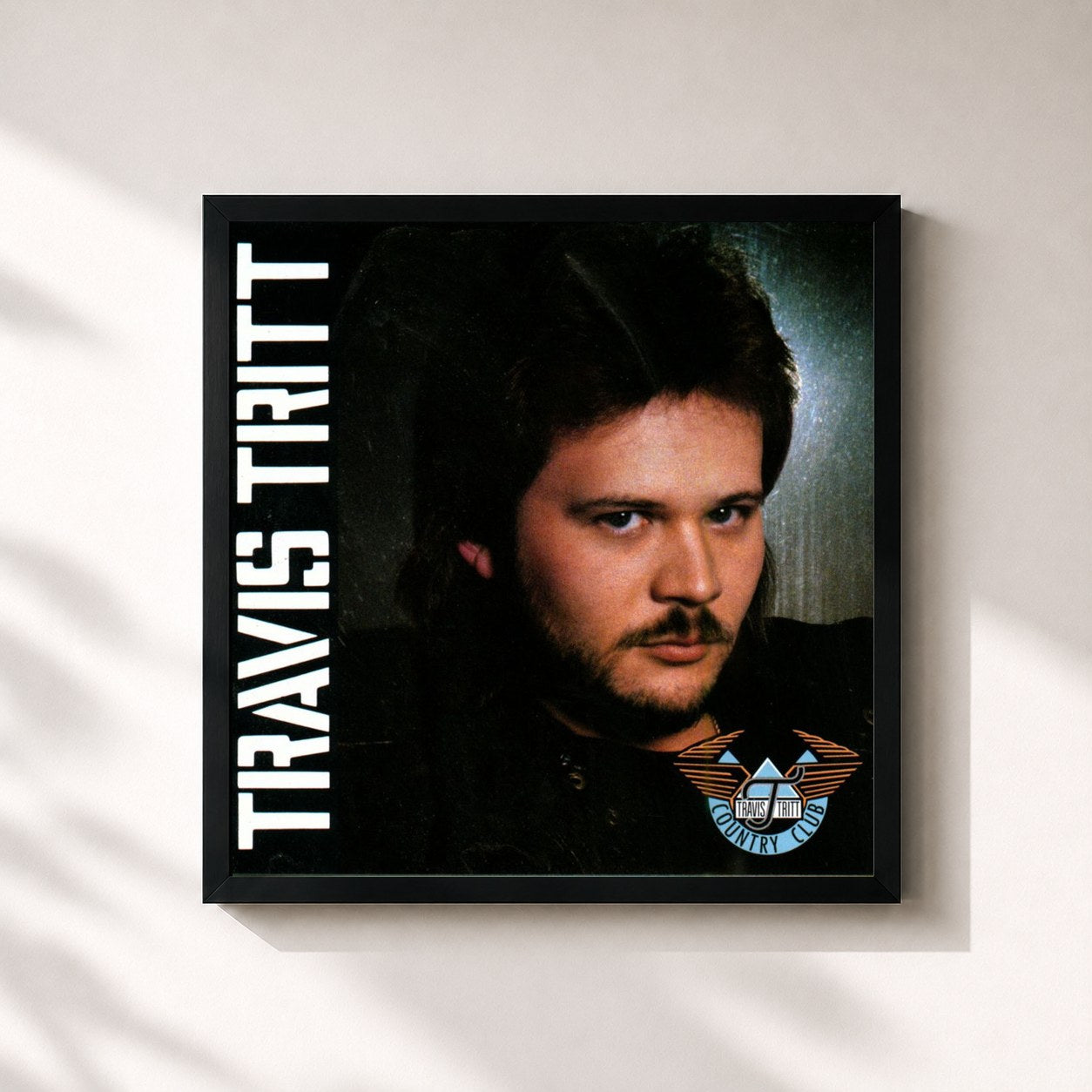 #noir Tableau carré de l'album Country Club de Travis Tritt, cadre noir 32x32 cm