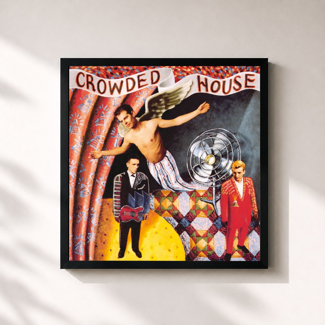 #noir Tableau carré de l'album Crowded House de Crowded House, cadre noir 32x32 cm