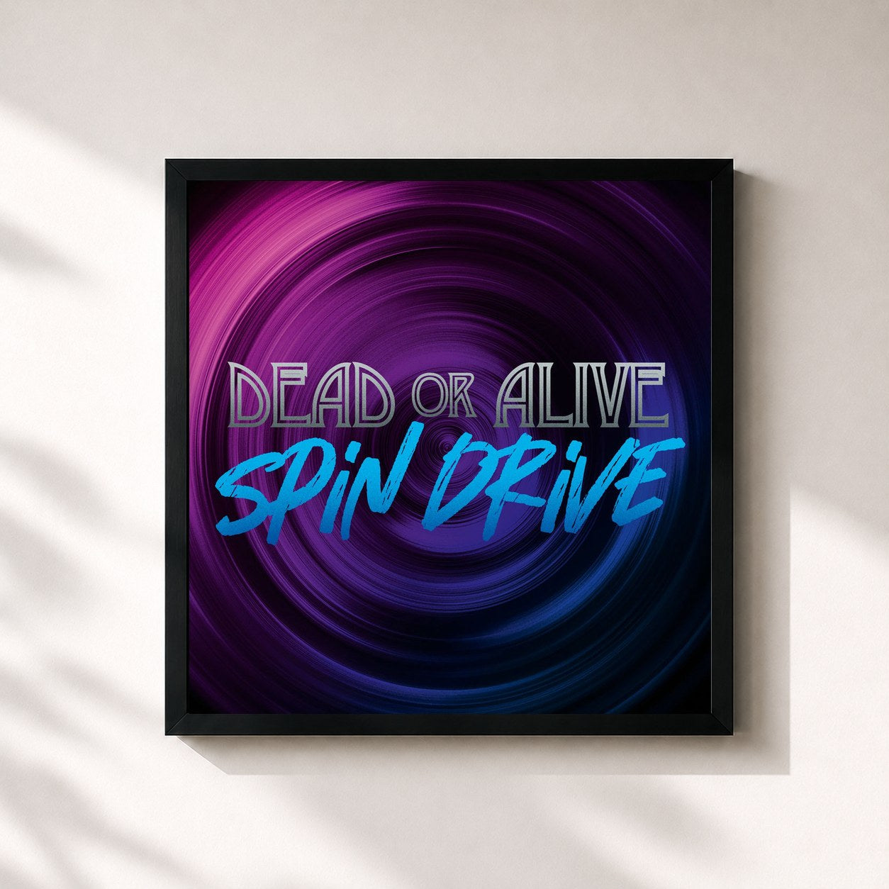 #noir Tableau carré de l'album Spin Drive de Dead or Alive, cadre noir 32x32 cm