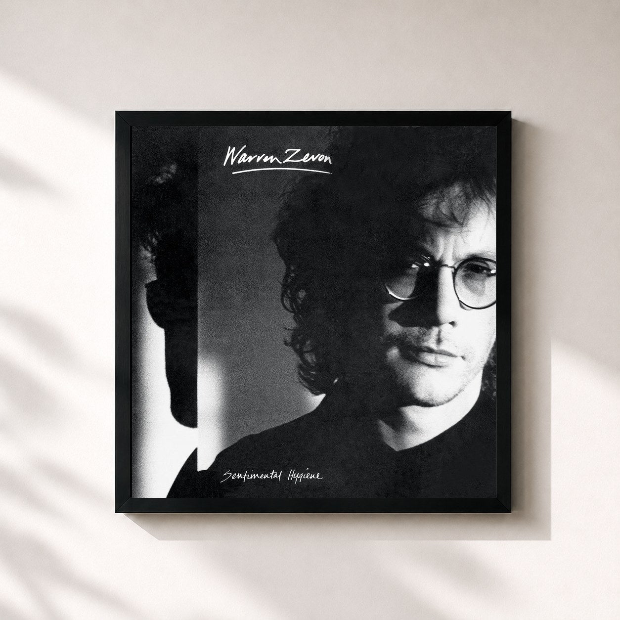 #noir Tableau carré de l'album Sentimental Hygiene de Warren Zevon, cadre noir 32x32 cm