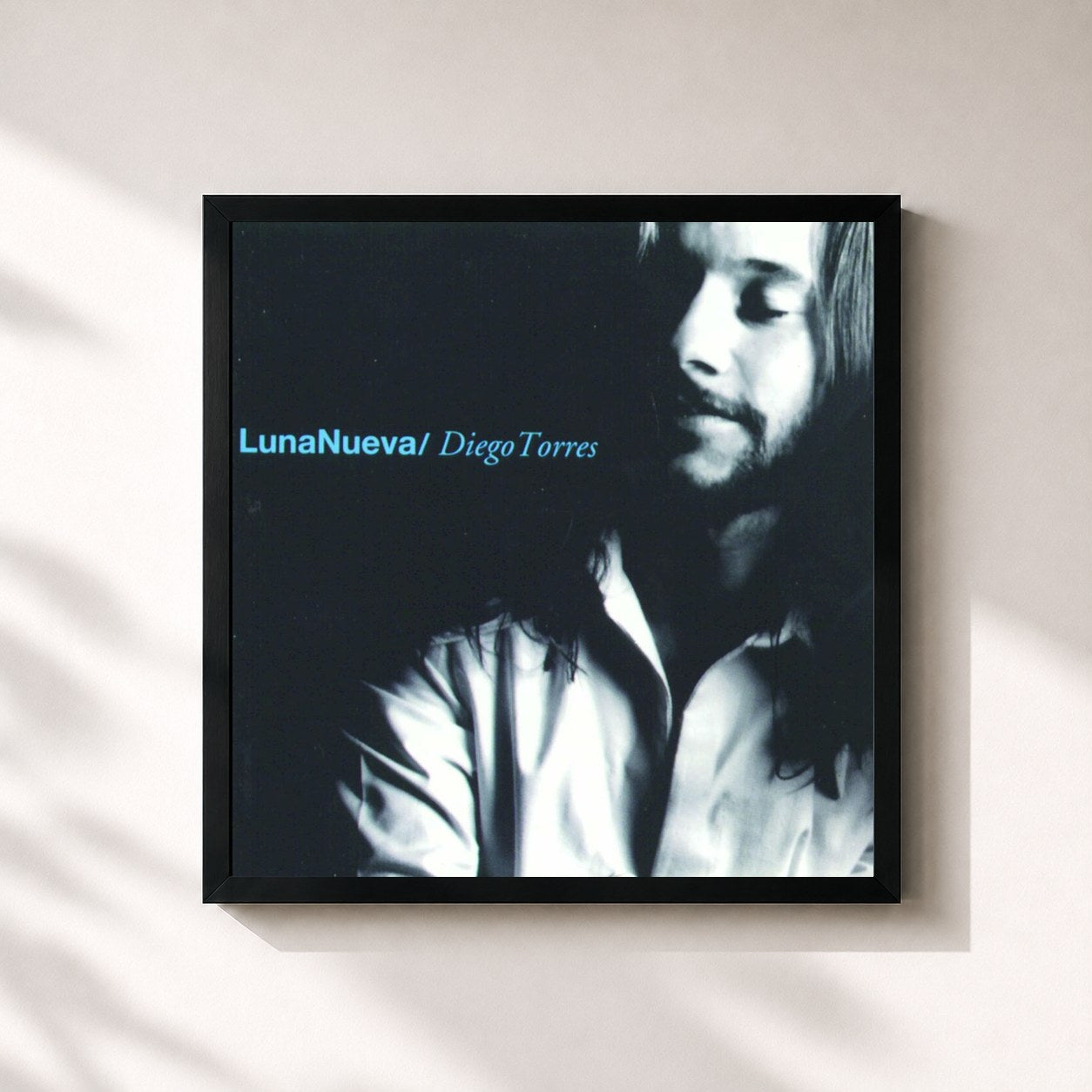 #noir Tableau carré de l'album Luna Nueva de Diego Torres, cadre noir 32x32 cm