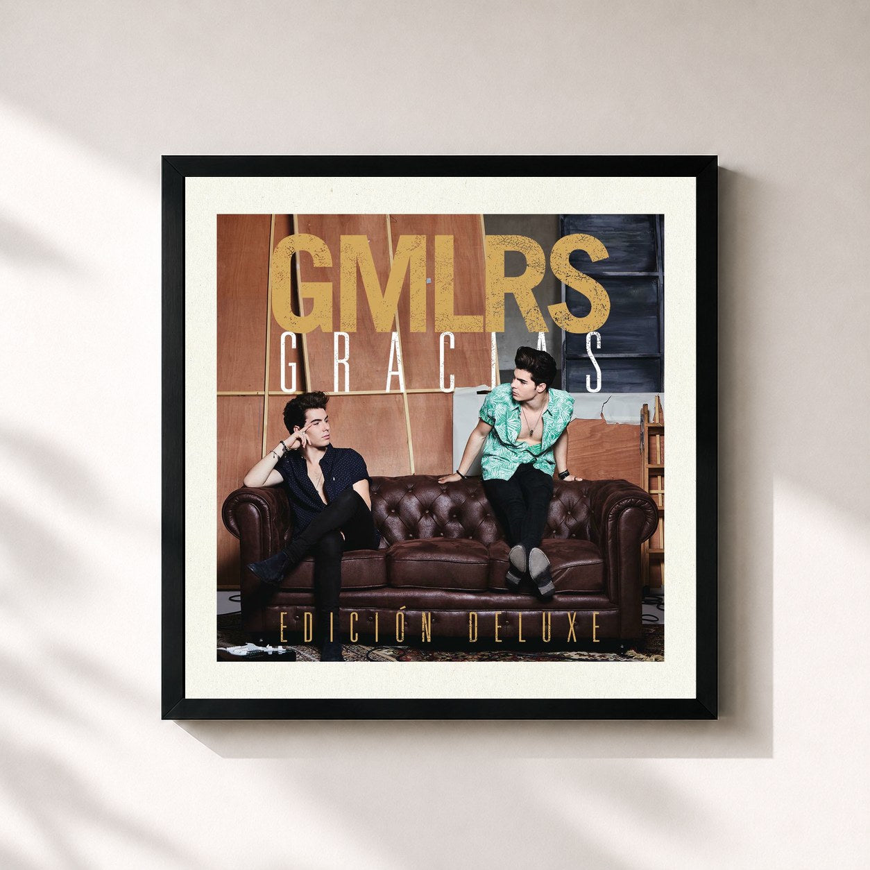 #noir Tableau carré de l'album Gracias (Edición Deluxe) de Gemeliers, cadre noir 32x32 cm