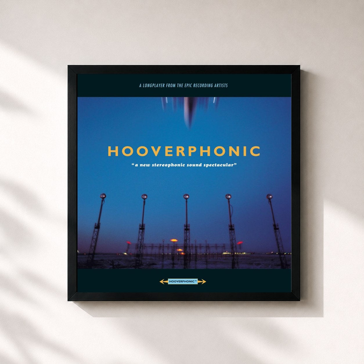 #noir Tableau carré de l'album A New Stereophonic Sound Spectacular de Hooverphonic, cadre noir 32x32 cm