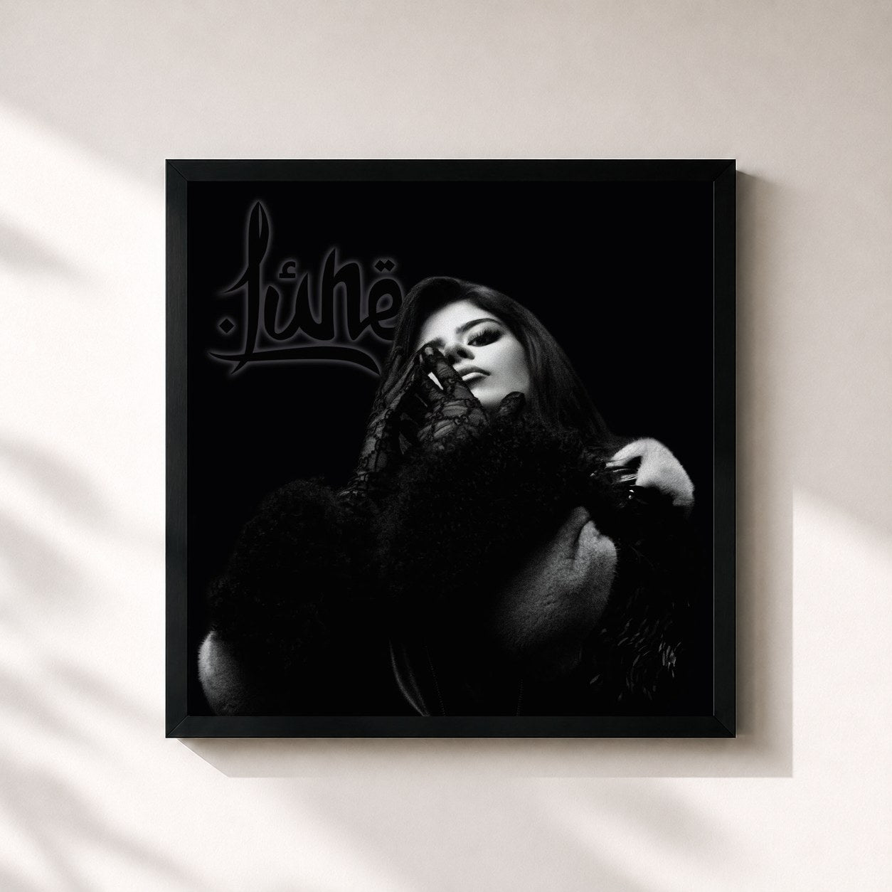 #noir Tableau carré de l'album LUNE de Lune, cadre noir 32x32 cm