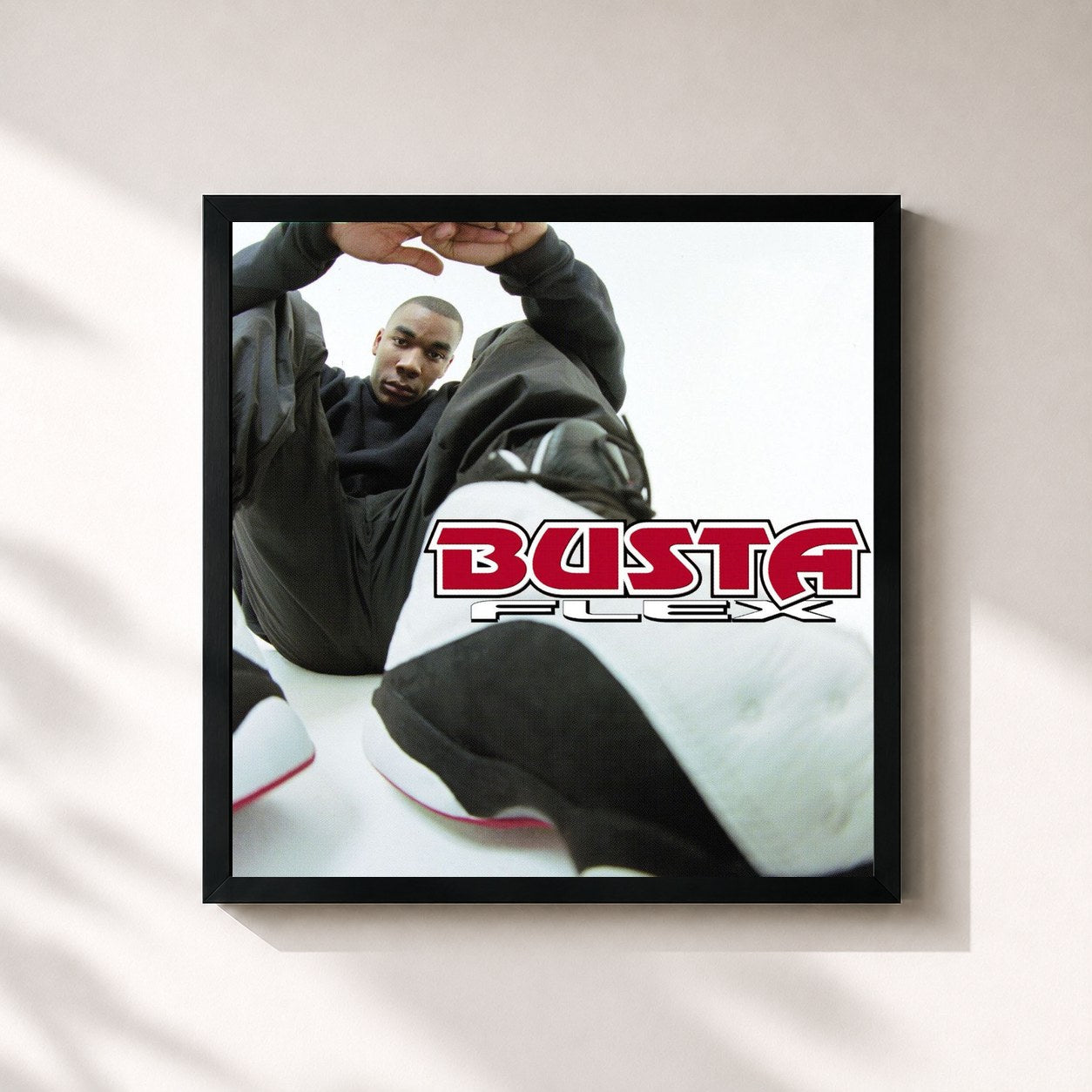 #noir Tableau carré de l'album Busta Flex de Busta Flex, cadre noir 32x32 cm