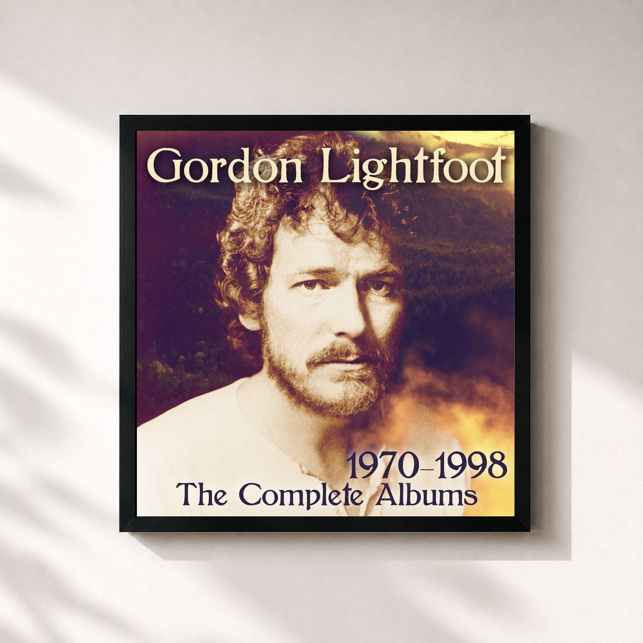 #noir Tableau carré de l'album The Complete Albums 1970-1998 de Gordon Lightfoot, cadre noir 32x32 cm