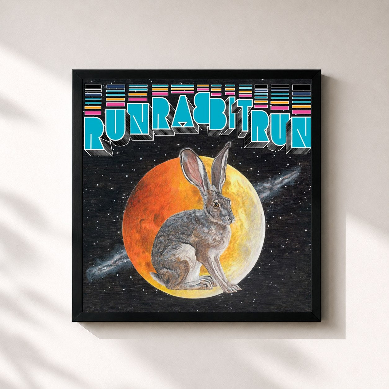 #noir Tableau carré de l'album Run Rabbit Run de Sufjan Stevens, cadre noir 32x32 cm