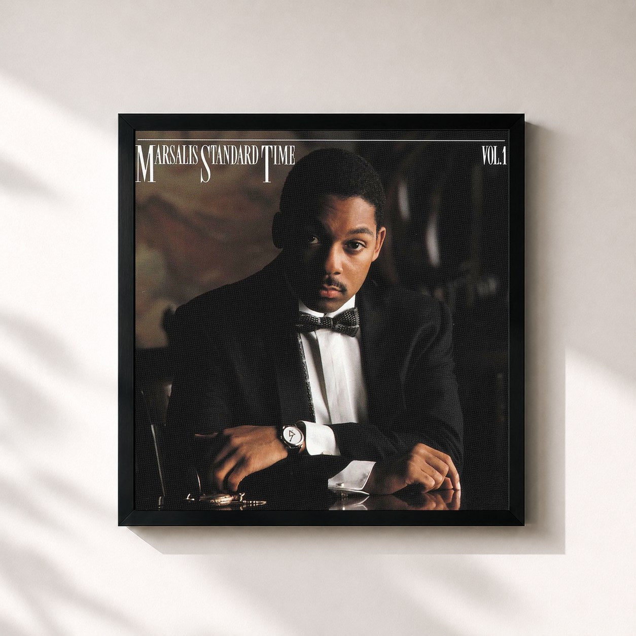 #noir Tableau carré de l'album Marsalis Standard Time - Volume I de Wynton Marsalis, cadre noir 32x32 cm
