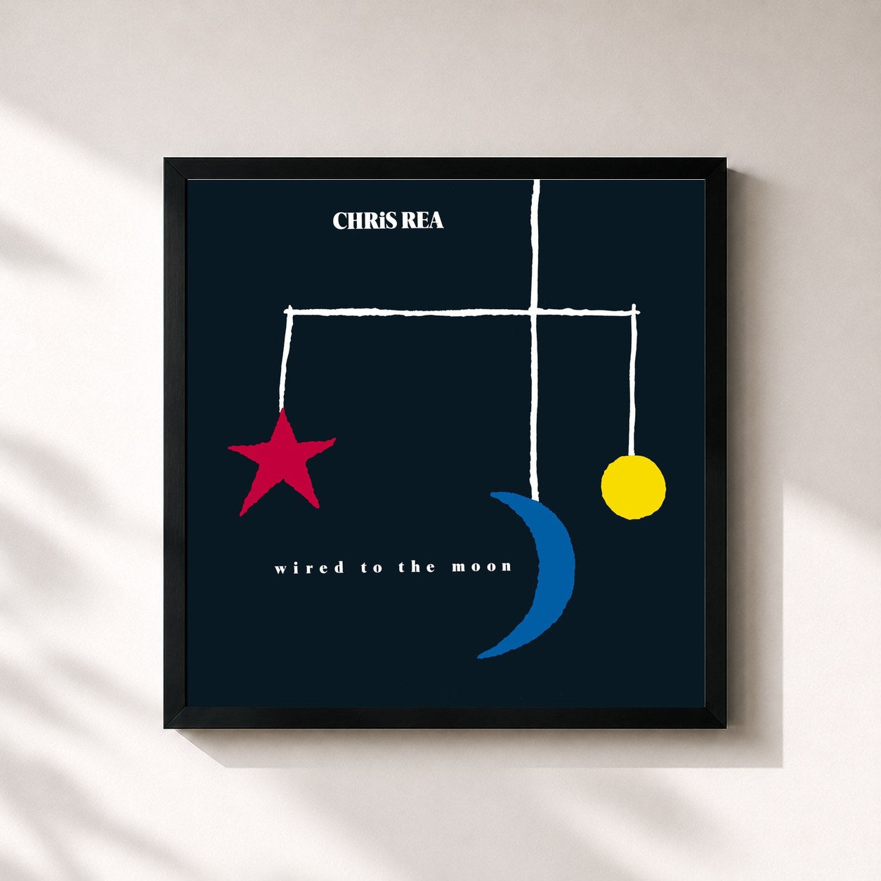 #noir Tableau carré de l'album Wired to the Moon de Chris Rea, cadre noir 32x32 cm