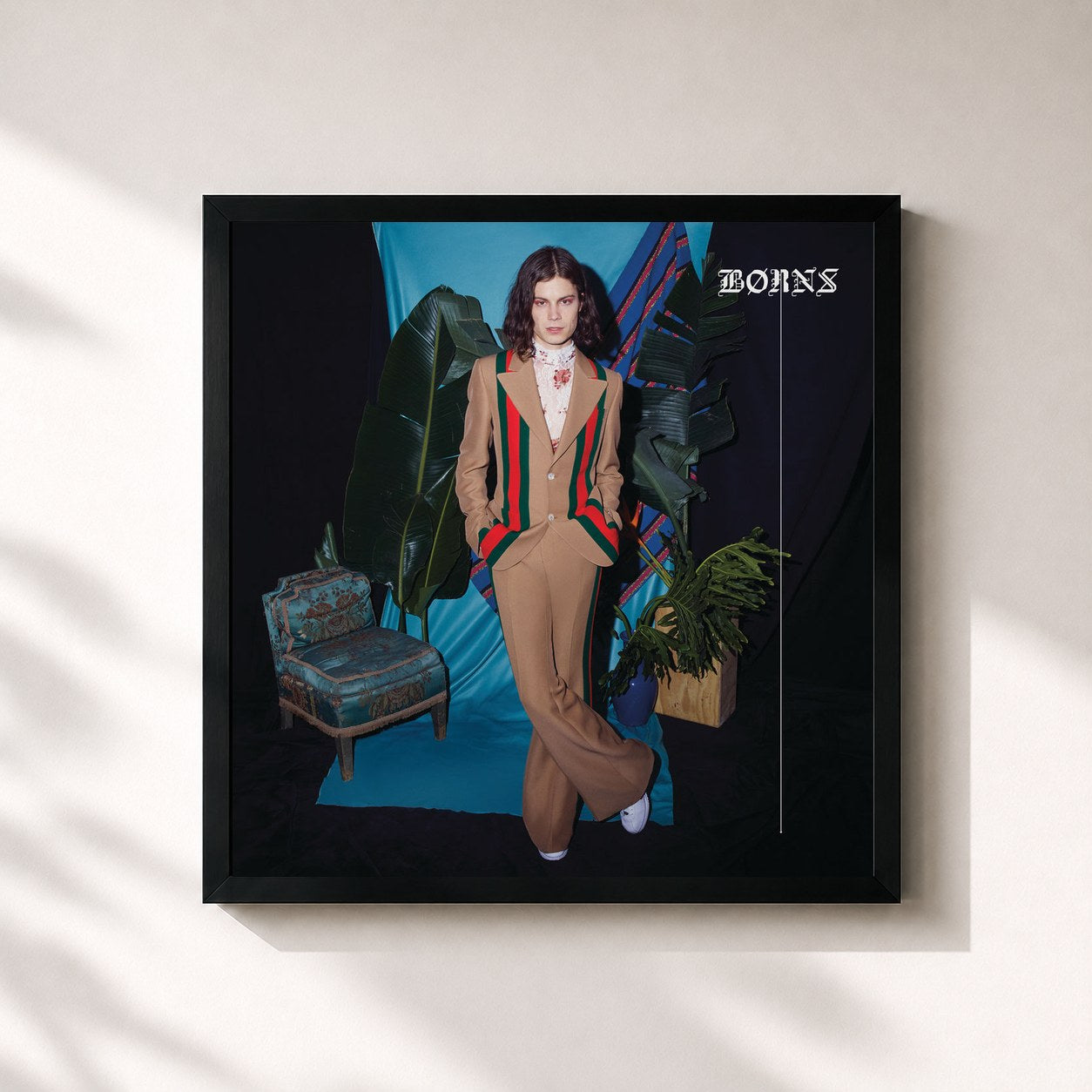 #noir Tableau carré de l'album Blue Madonna de BØRNS, cadre noir 32x32 cm