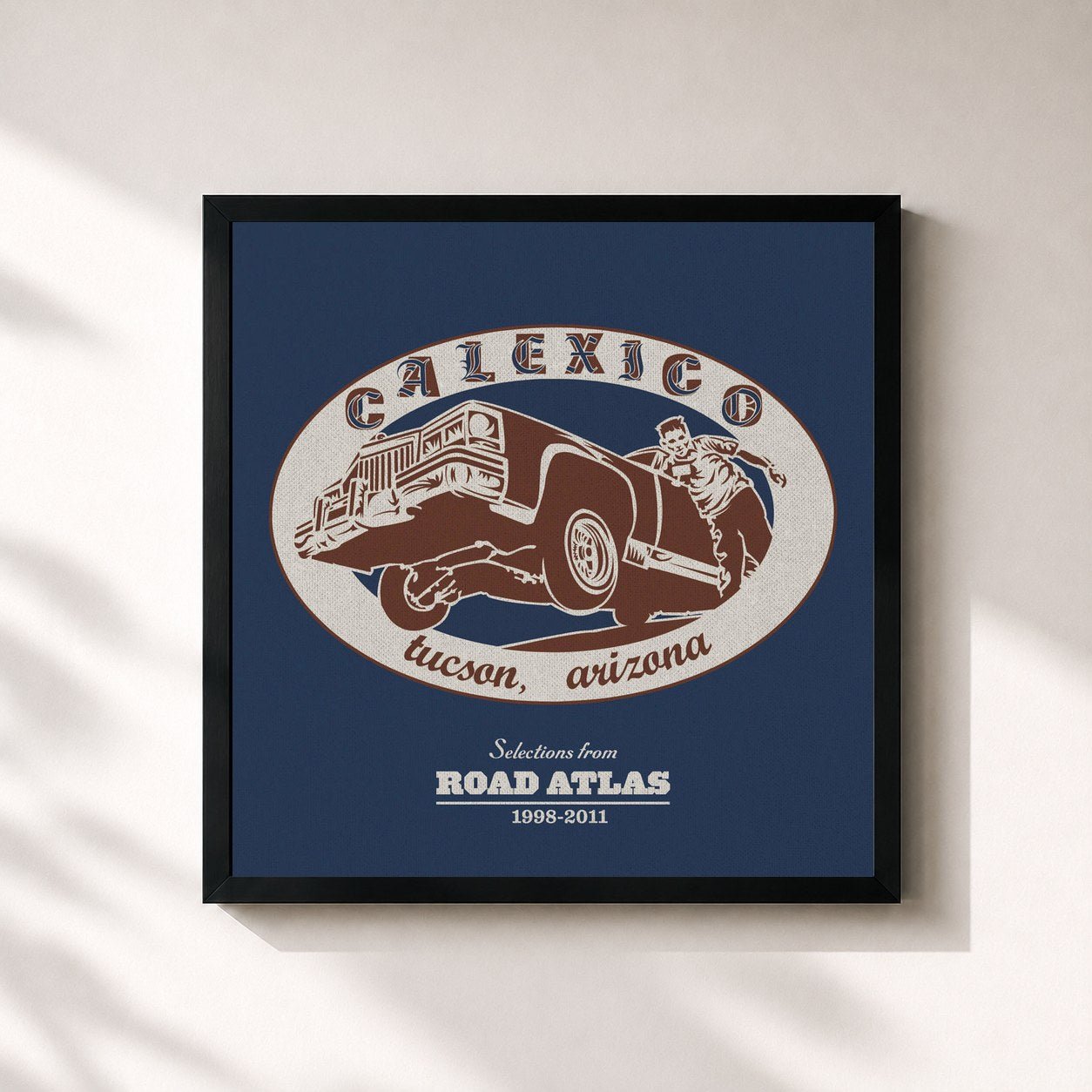 #noir Tableau carré de l'album Selections from ROAD ATLAS 1998-2011 de Calexico, cadre noir 32x32 cm