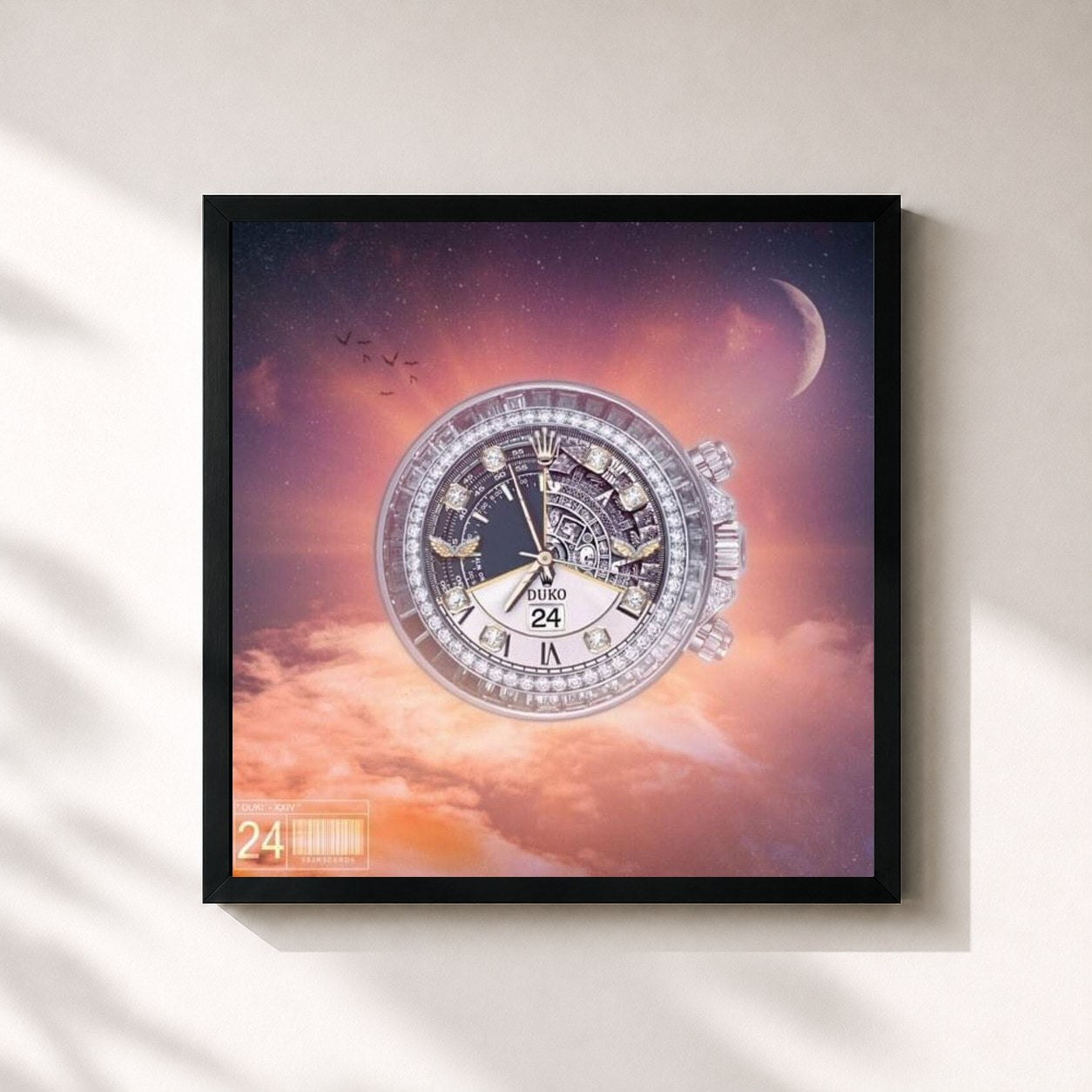 #noir Tableau carré de l'album 24 de DUKI, cadre noir 32x32 cm