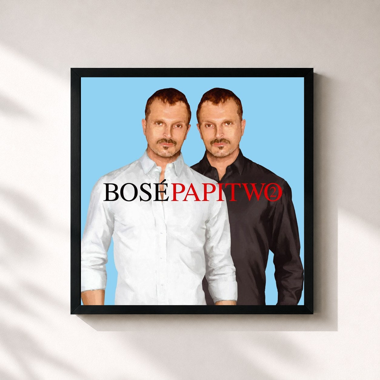 #noir Tableau carré de l'album Papitwo (Deluxe) de Miguel Bosé, cadre noir 32x32 cm