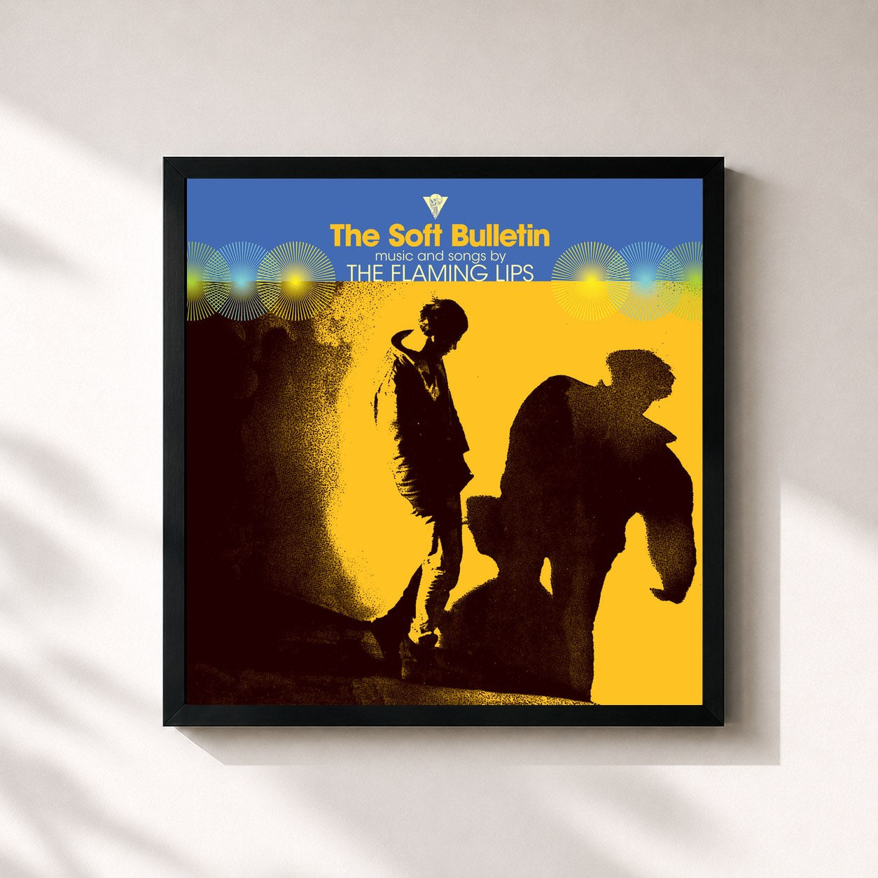 #noir Tableau carré de l'album The Soft Bulletin de The Flaming Lips, cadre noir 32x32 cm