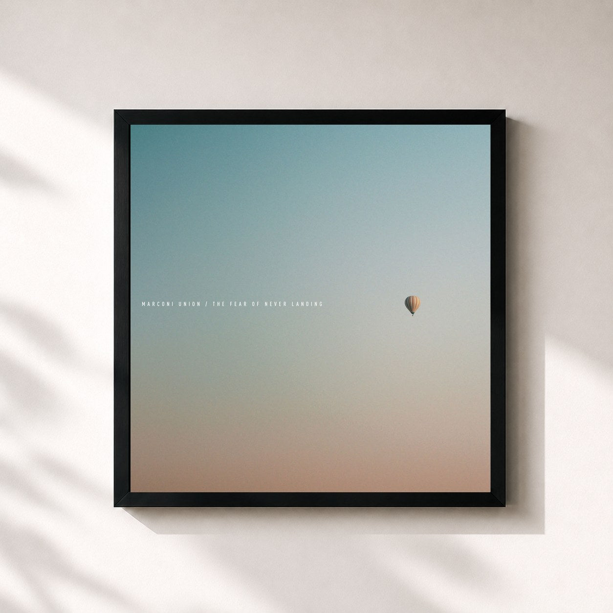 #noir Tableau carré de l'album The Fear of Never Landing de Marconi Union, cadre noir 32x32 cm