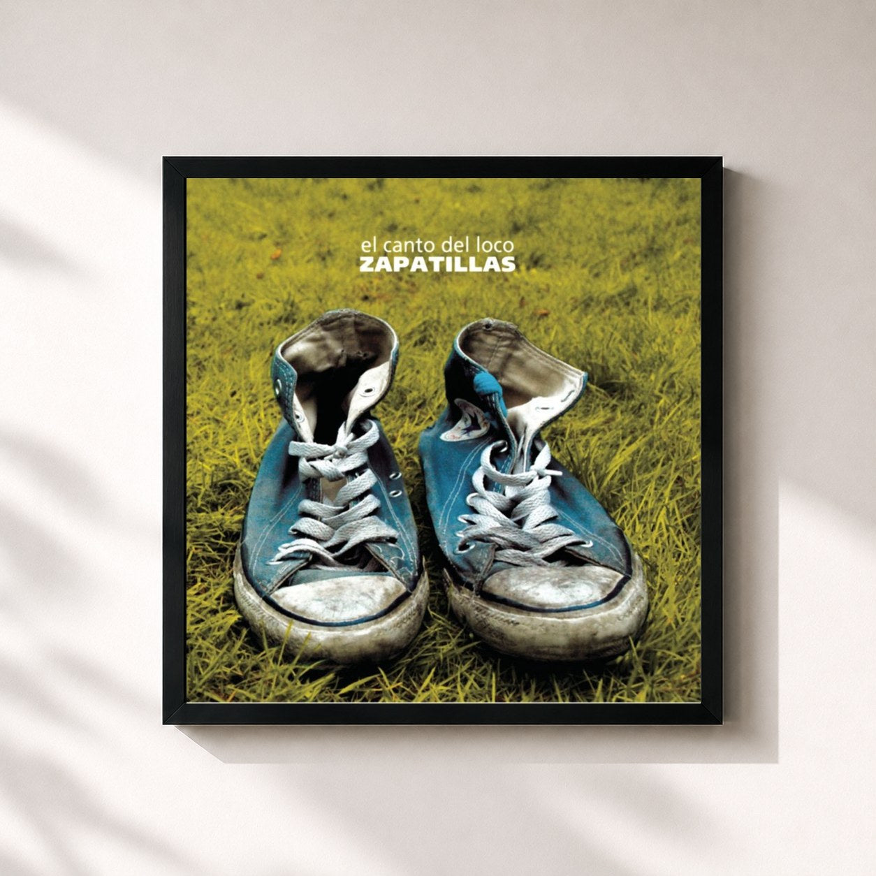 #noir Tableau carré de l'album Zapatillas de El Canto del Loco, cadre noir 32x32 cm
