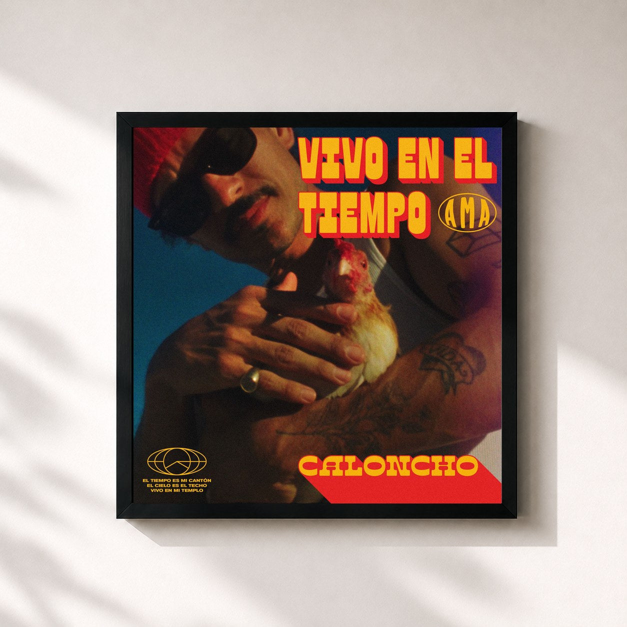 #noir Tableau carré de l'album Vivo En El Tiempo (ama) de Caloncho, cadre noir 32x32 cm
