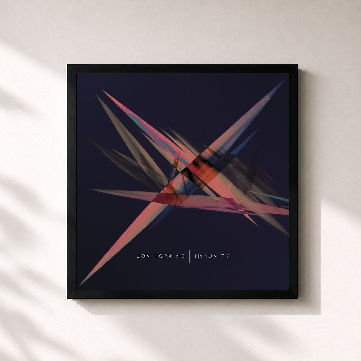 #noir Tableau carré de l'album Immunity de Jon Hopkins, cadre noir 32x32 cm