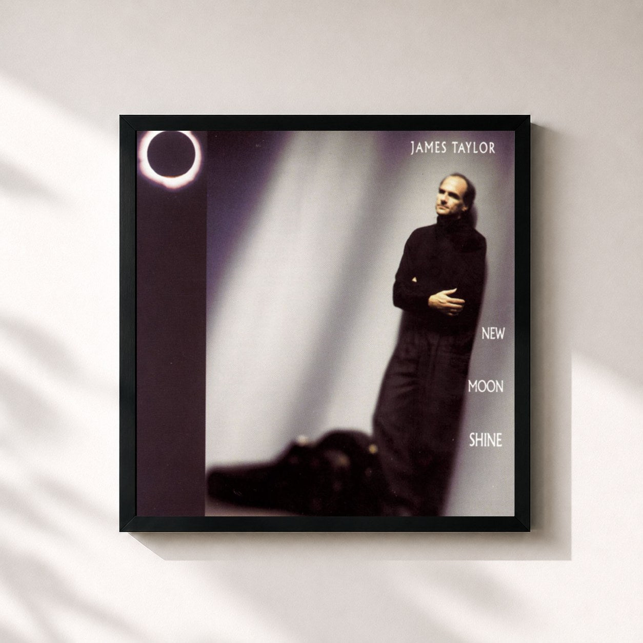 #noir Tableau carré de l'album New Moon Shine de James Taylor, cadre noir 32x32 cm