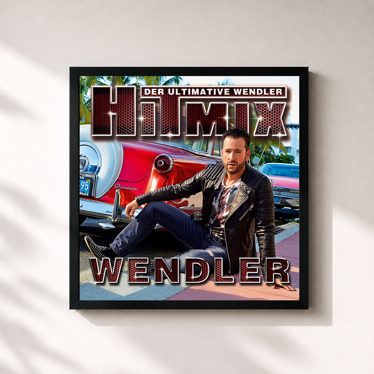 #noir Tableau carré de l'album Der ultimative Wendler Hitmix de Michael Wendler, cadre noir 32x32 cm