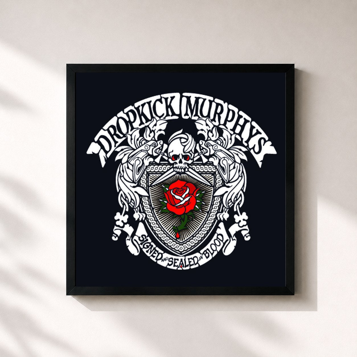 #noir Tableau carré de l'album Signed and Sealed In Blood de Dropkick Murphys, cadre noir 32x32 cm