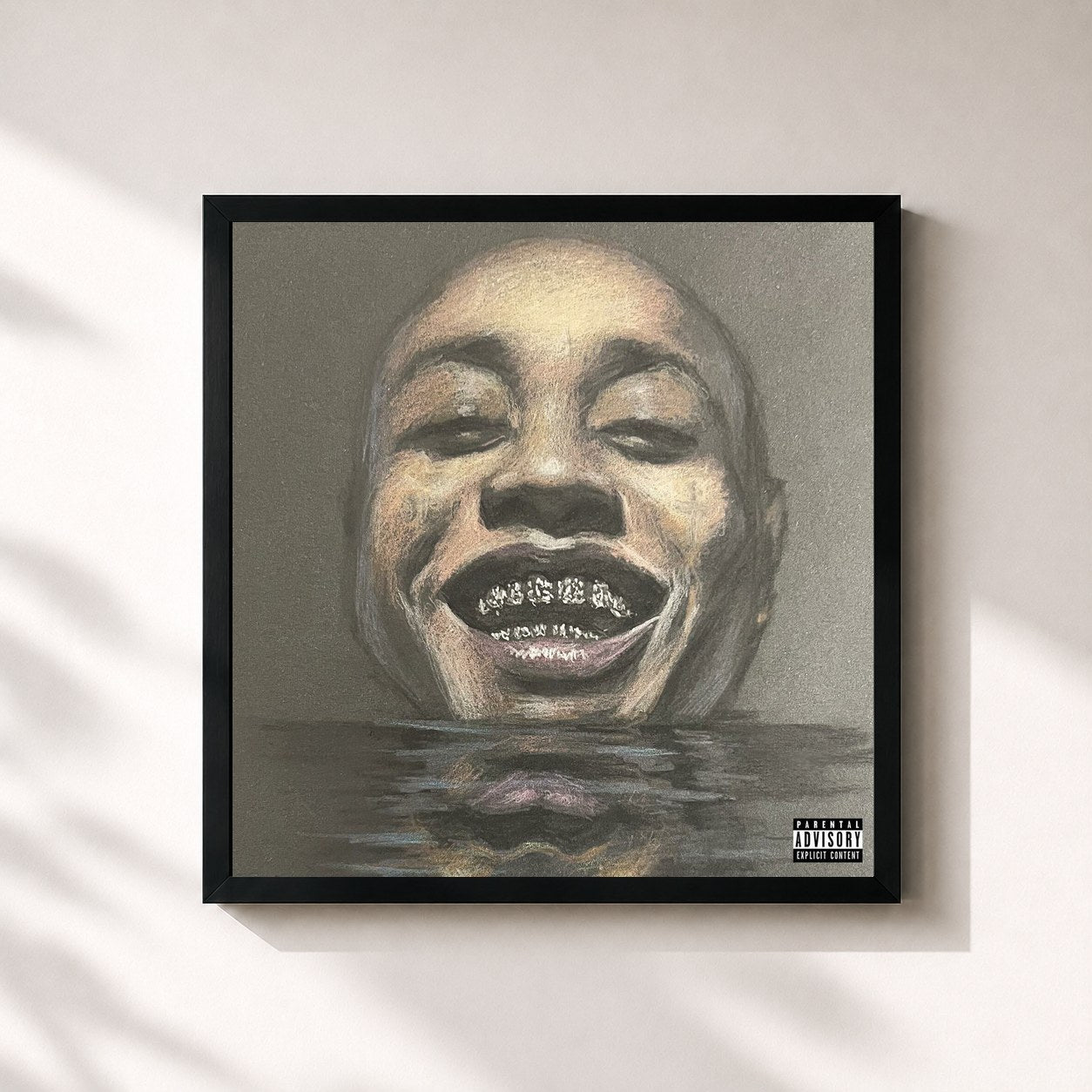 #noir Tableau carré de l'album BREAK THE SILENCE de Southside, cadre noir 32x32 cm