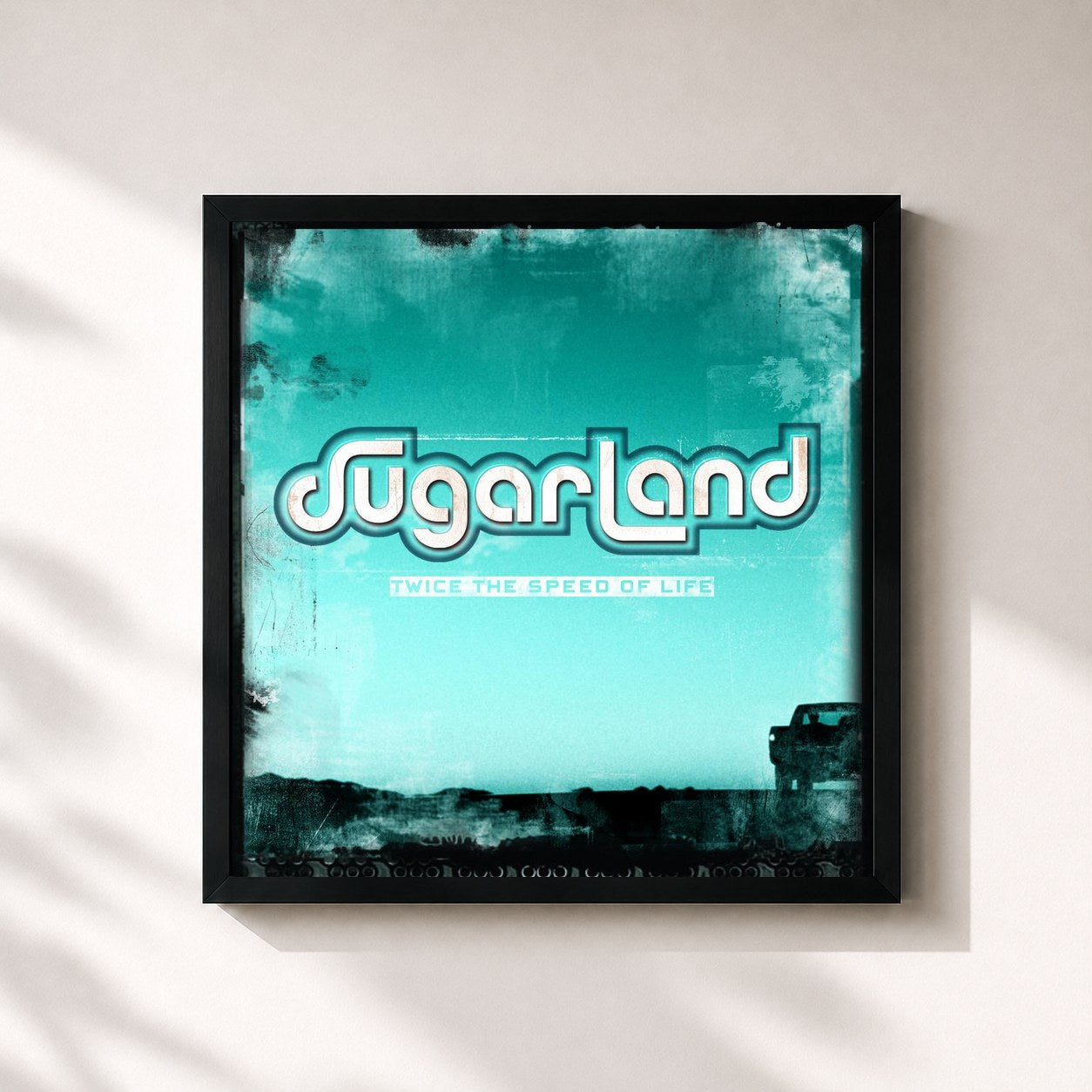 #noir Tableau carré de l'album Twice The Speed Of Life de Sugarland, cadre noir 32x32 cm
