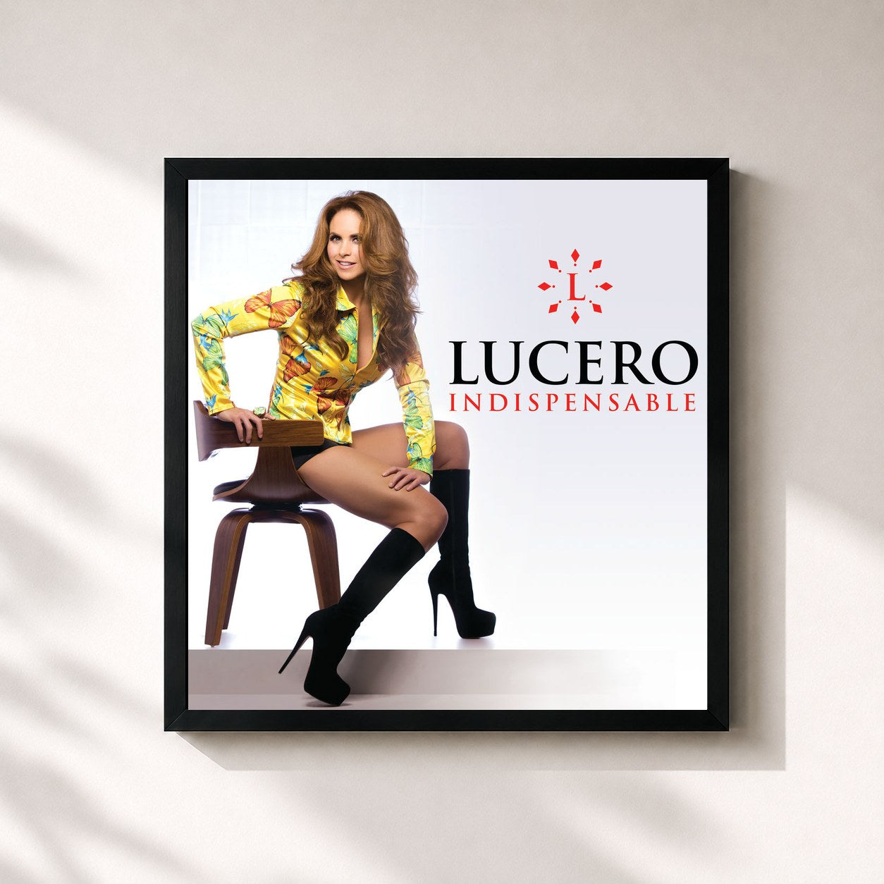 #noir Tableau carré de l'album Indispensable de Lucero, cadre noir 32x32 cm