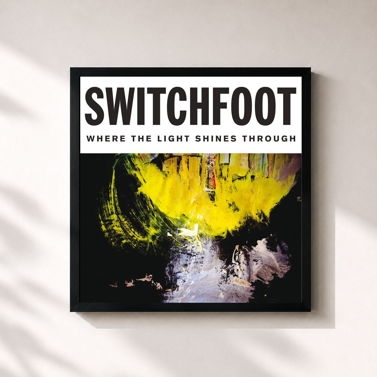 #noir Tableau carré de l'album Where The Light Shines Through de Switchfoot, cadre noir 32x32 cm