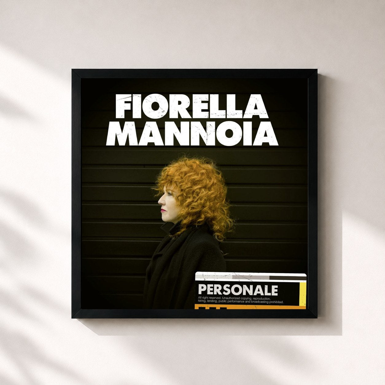 #noir Tableau carré de l'album Personale de Fiorella Mannoia, cadre noir 32x32 cm