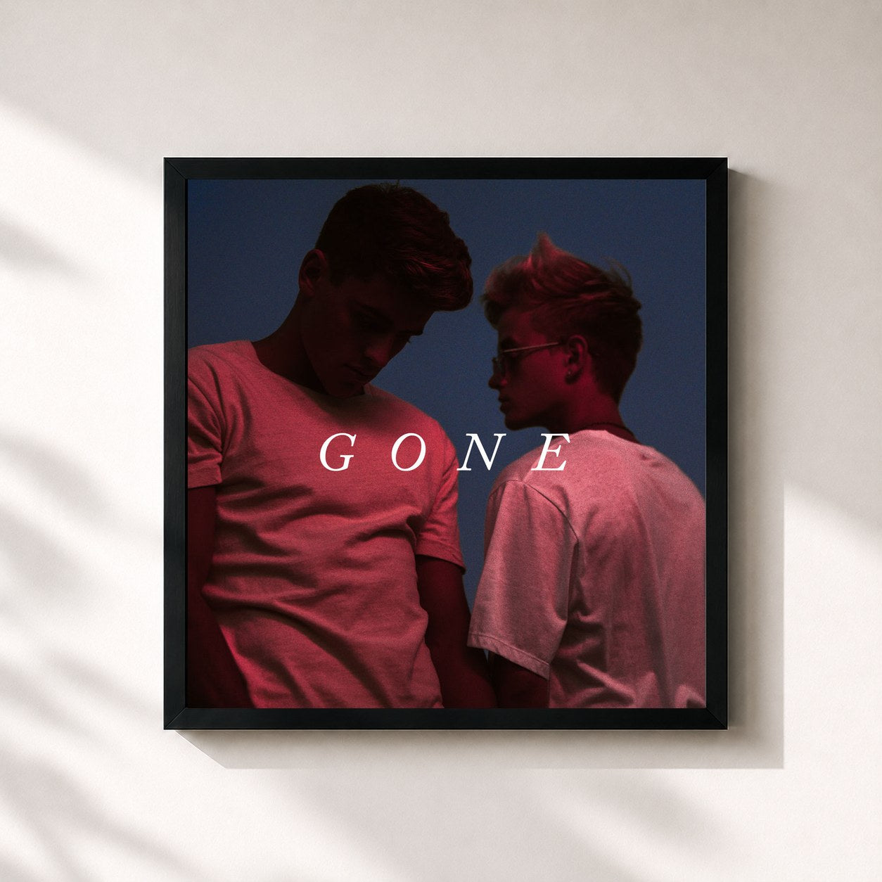 #noir Tableau carré de l'album GONE de Jack & Jack, cadre noir 32x32 cm
