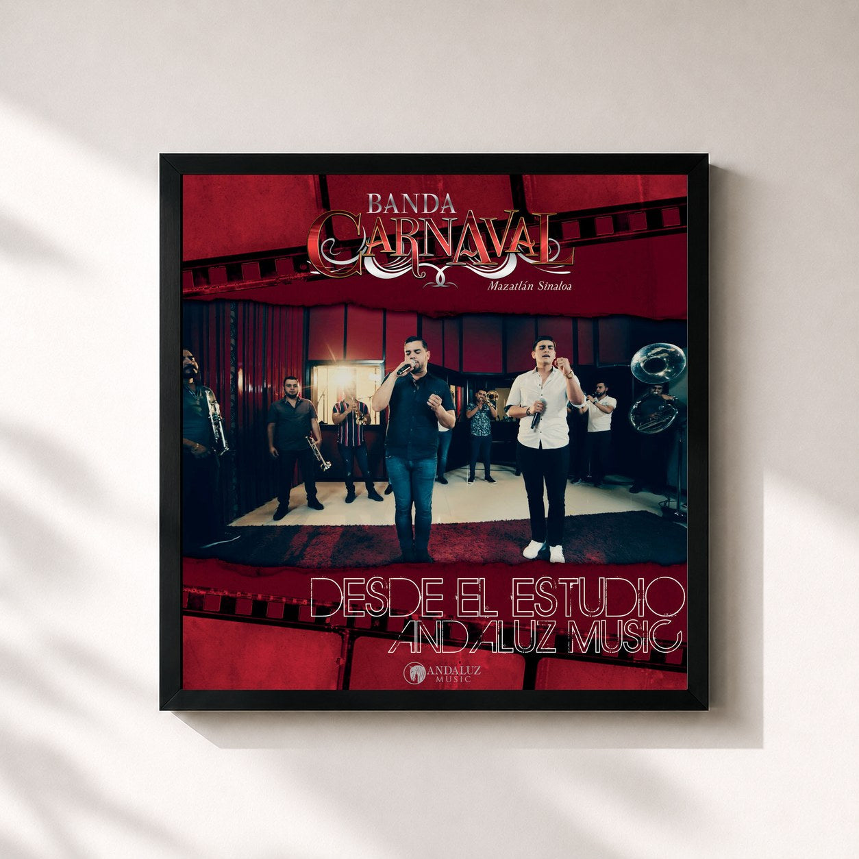 #noir Tableau carré de l'album Desde El Estudio Andaluz Music de Banda Carnaval, cadre noir 32x32 cm