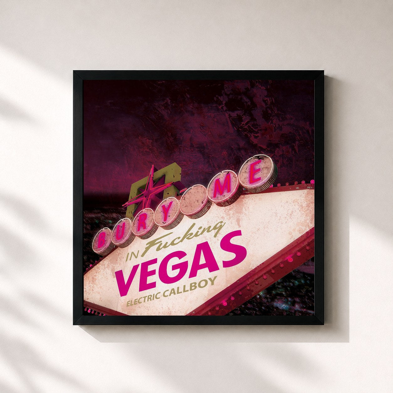 #noir Tableau carré de l'album Bury Me in Vegas de Electric Callboy, cadre noir 32x32 cm
