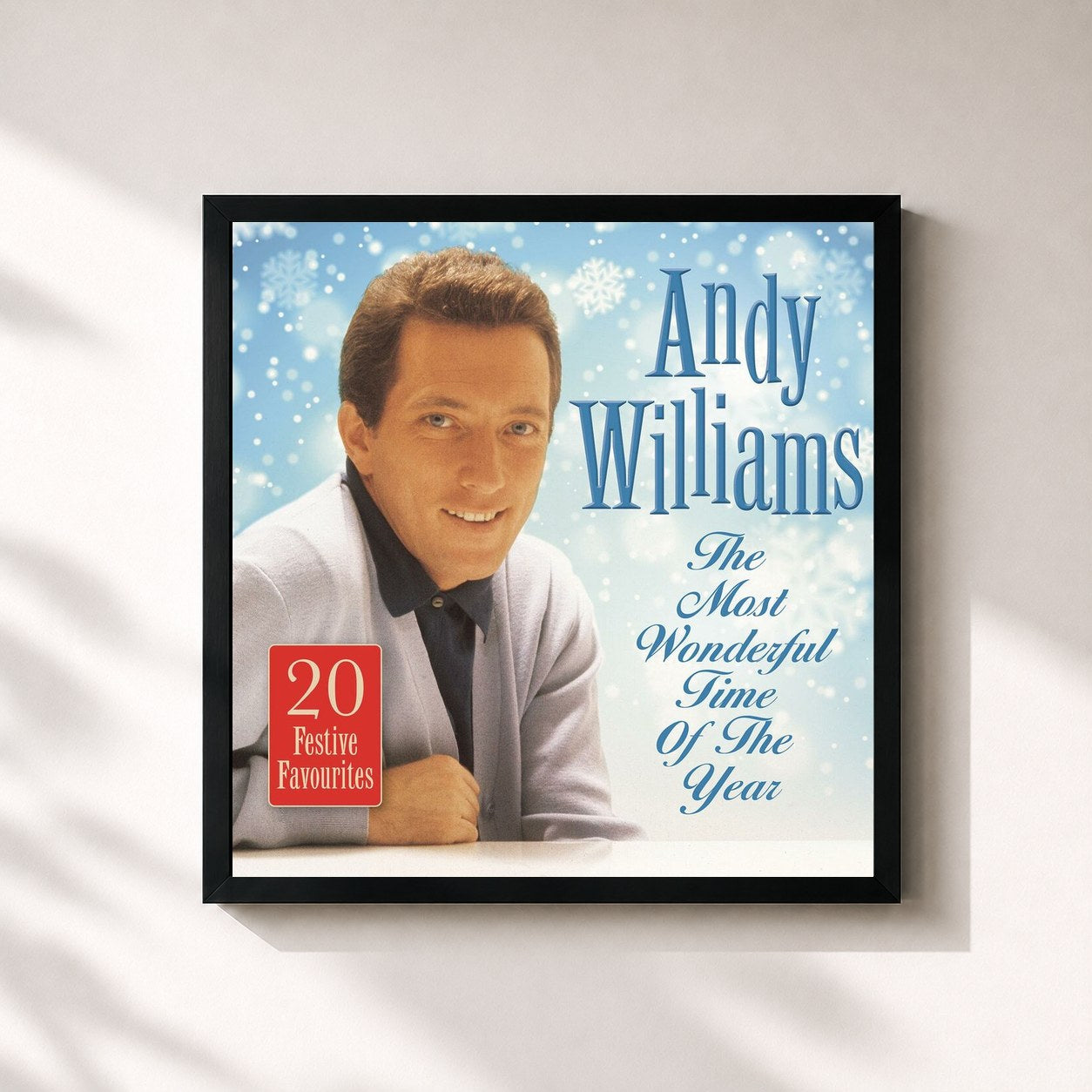 #noir Tableau carré de l'album The Most Wonderful Time Of The Year de Andy Williams, cadre noir 32x32 cm