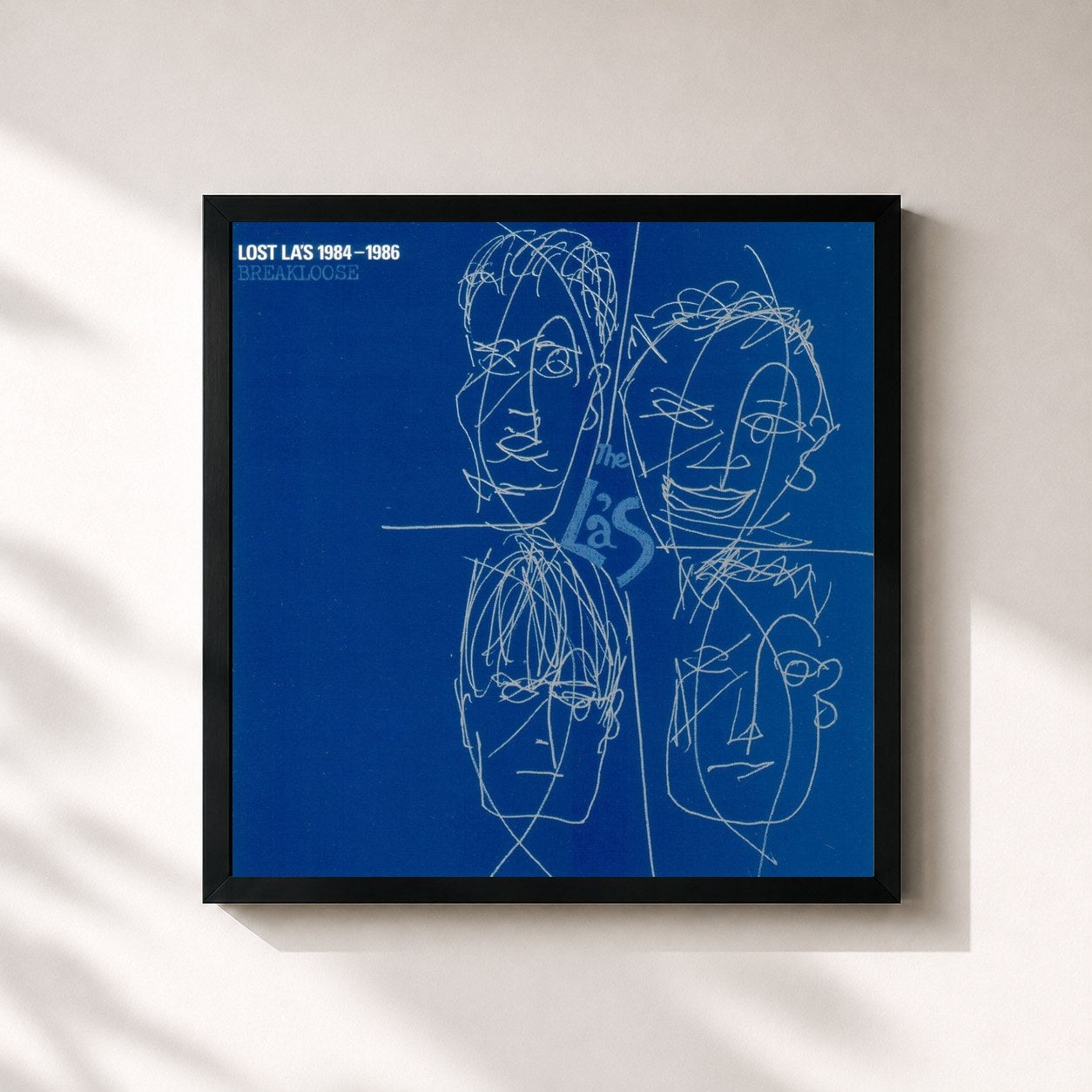 #noir Tableau carré de l'album Lost La's 1984-1986 Breakloose de The La's, cadre noir 32x32 cm