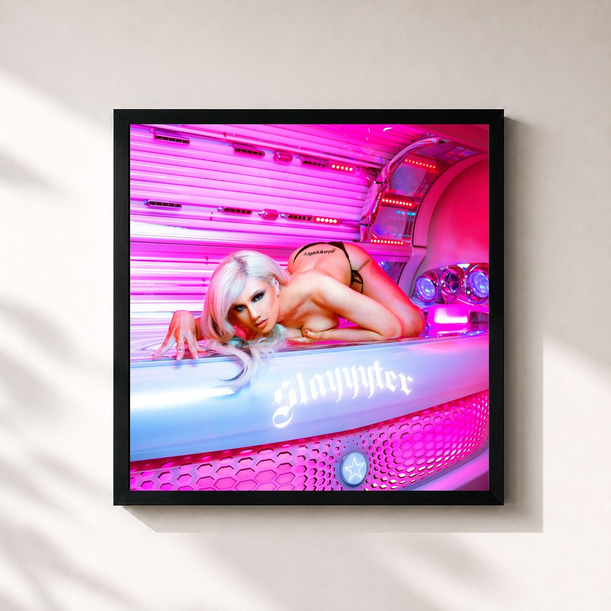 #noir Tableau carré de l'album Slayyyter de Slayyyter, cadre noir 32x32 cm