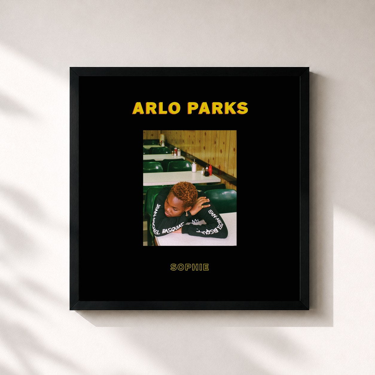 #noir Tableau carré de l'album Sophie de Arlo Parks, cadre noir 32x32 cm