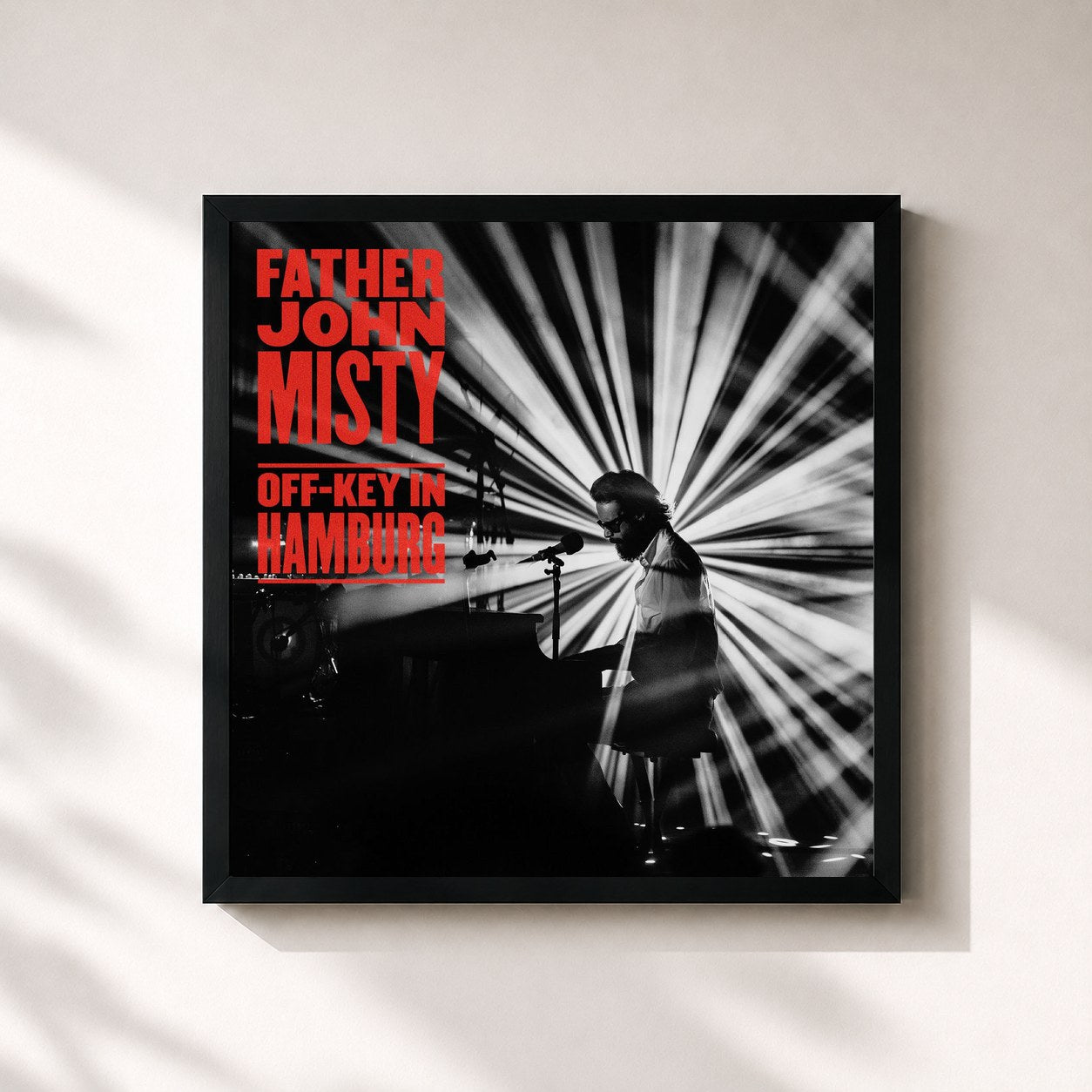 #noir Tableau carré de l'album Off-Key in Hamburg de Father John Misty, cadre noir 32x32 cm