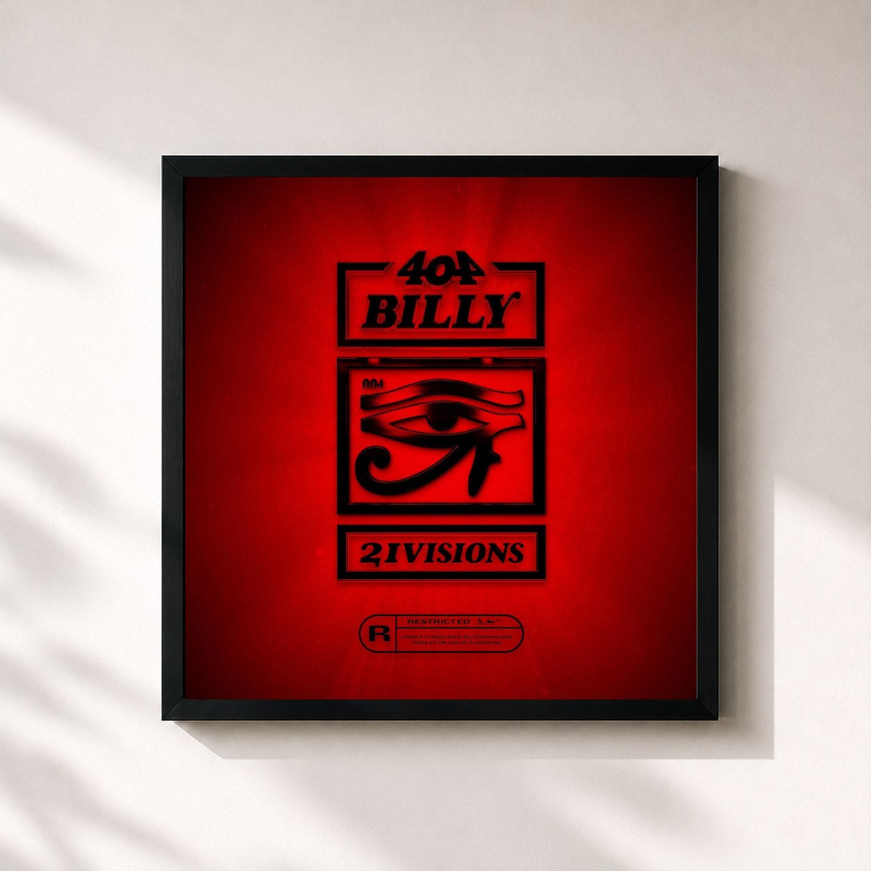 #noir Tableau carré de l'album 21Visions de 404Billy, cadre noir 32x32 cm