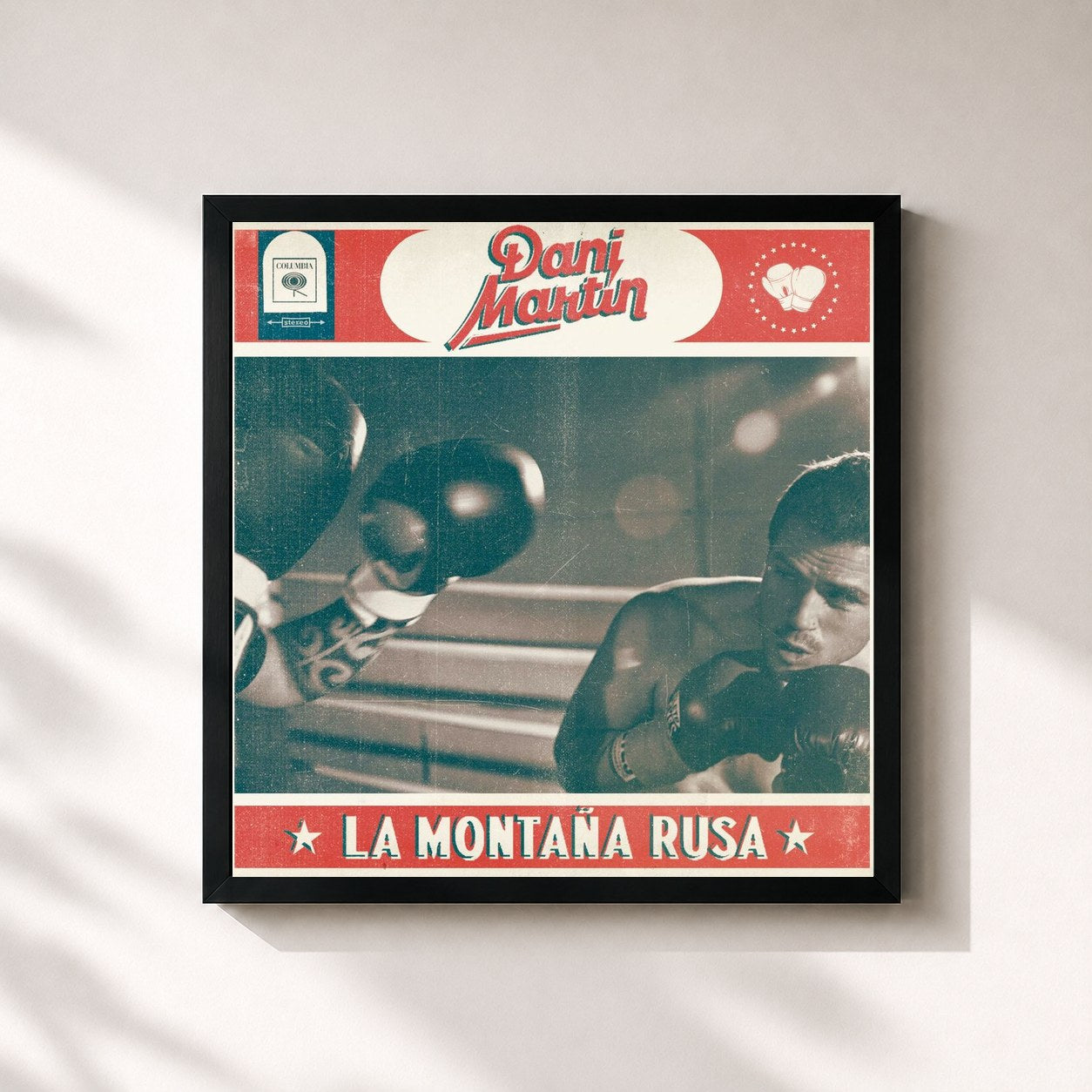 #noir Tableau carré de l'album La Montaña Rusa de Dani Martin, cadre noir 32x32 cm