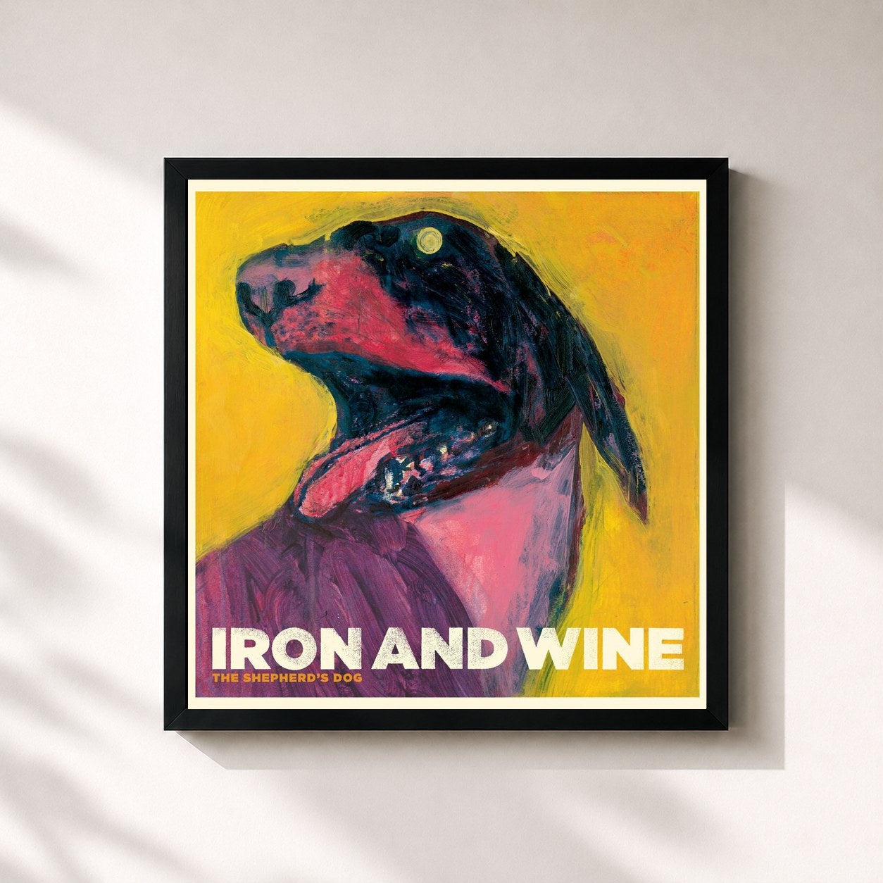 #noir Tableau carré de l'album The Shepherd's Dog de Iron & Wine, cadre noir 32x32 cm
