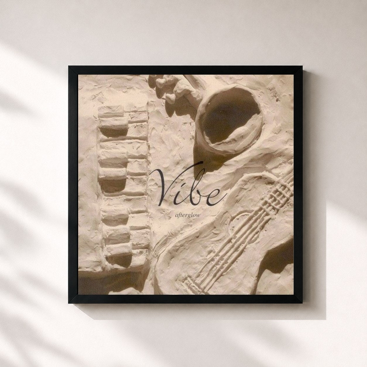 #noir Tableau carré de l'album Afterglow de Vibe, cadre noir 32x32 cm