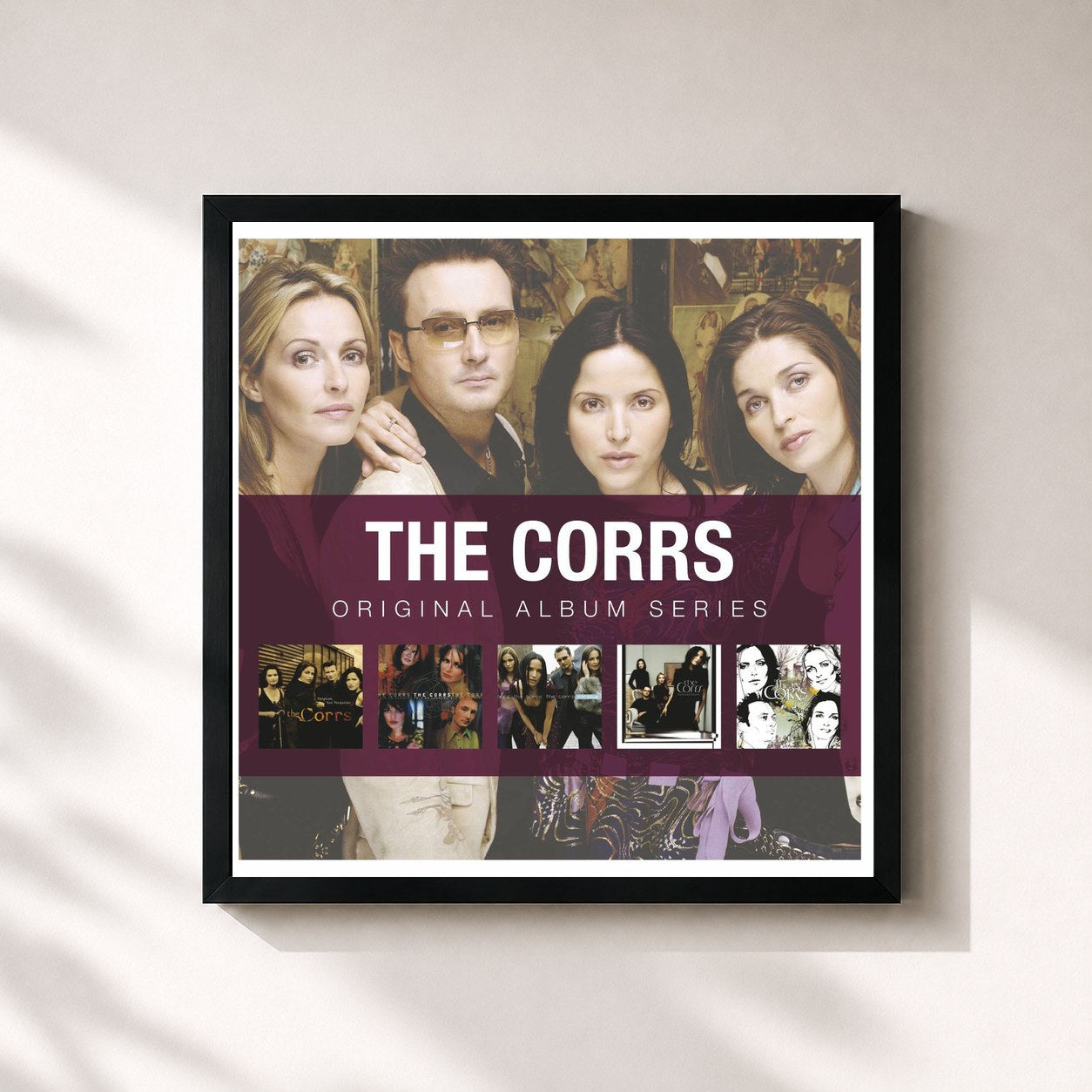 #noir Tableau carré de l'album Original Album Series de The Corrs, cadre noir 32x32 cm