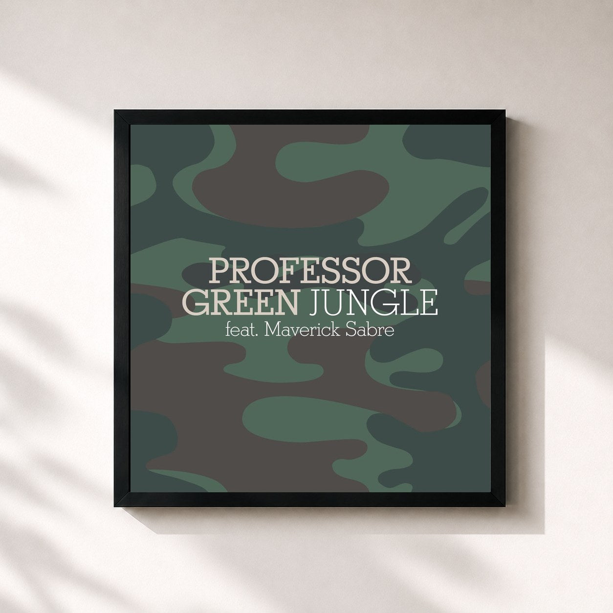 #noir Tableau carré de l'album Jungle de Professor Green, cadre noir 32x32 cm