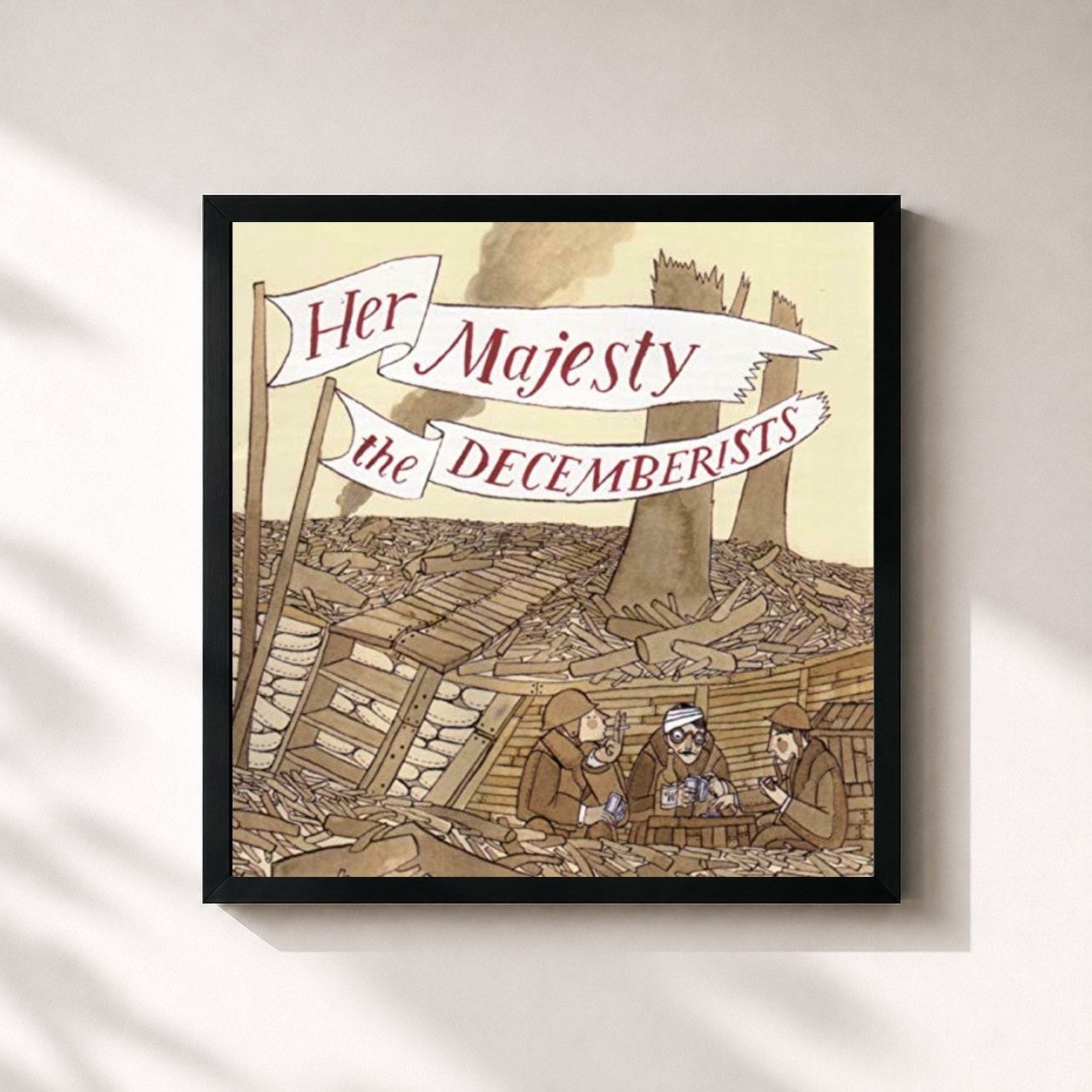 #noir Tableau carré de l'album Her Majesty The Decemberists de The Decemberists, cadre noir 32x32 cm