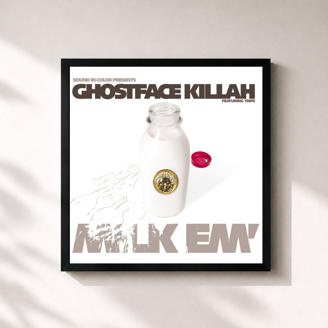 #noir Tableau carré de l'album Milk 'Em de Ghostface Killah, cadre noir 32x32 cm