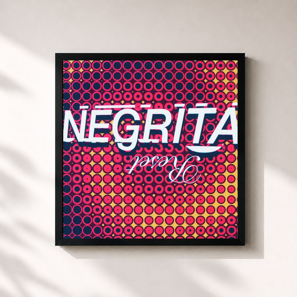 #noir Tableau carré de l'album Reset de Negrita, cadre noir 32x32 cm