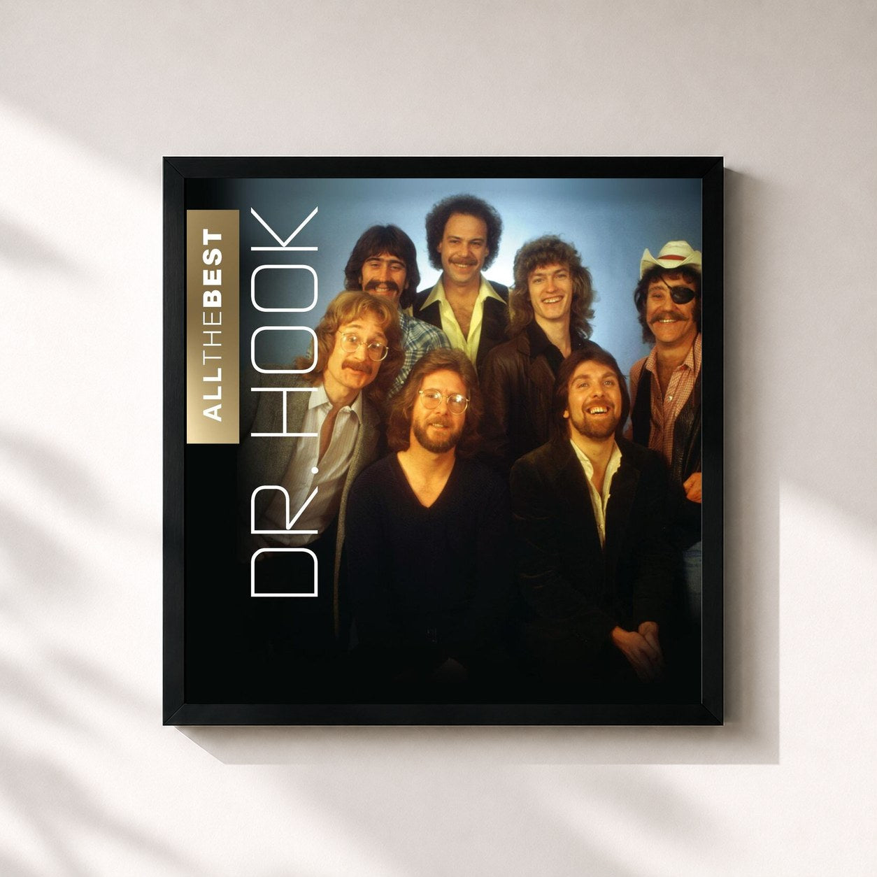 #noir Tableau carré de l'album All The Best de Dr. Hook, cadre noir 32x32 cm