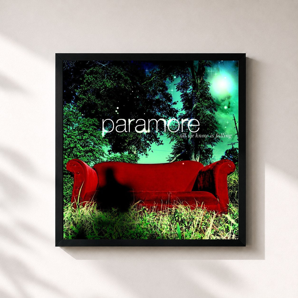#noir Tableau carré de l'album All We Know Is Falling de Paramore, cadre noir 32x32 cm